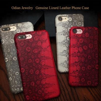 China Lizard shockproof luxury genuine leather phone case, real leather phone accessories mobile case for phone for sale