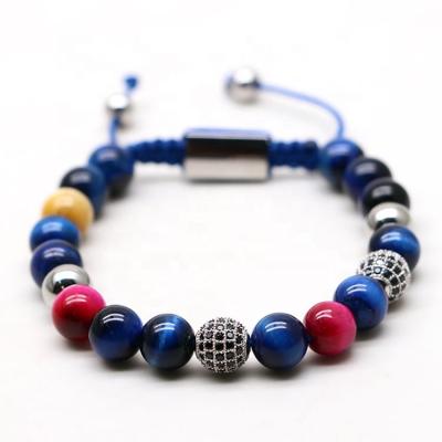 China New Design 8mm FASHIONABLE Multi Color Agate Beads Women Natural Stone Faceted Macrame Bracelet for sale