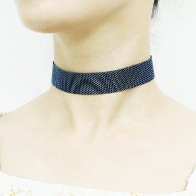 China Wide Chain Necklace Mesh Vintage Fashion Design Necklace Jewelry Stainless Steel Metal Choker Punk Necklace for sale