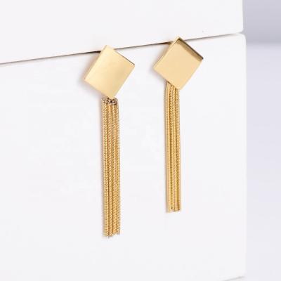 China TRENDY classic earring tassel jewelry earrings gold plated stainless steel stud earrings for women girls and ladies for sale