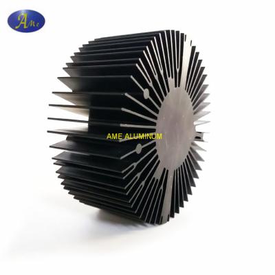 China Aluminum 6063 Extruded Profile Led Heat Sink Sunflower Round Heat Sink zu verkaufen