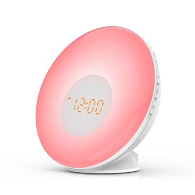 China Personalized Antique Style Led Custom Wifi Smart Alarm Clock With Wake Up Light And Fm Radio for sale