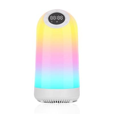 China New Modern Portable Wireless Speaker With Night Light Radio Colorful Speaker With LED Light TF Card Alarm Clock for sale