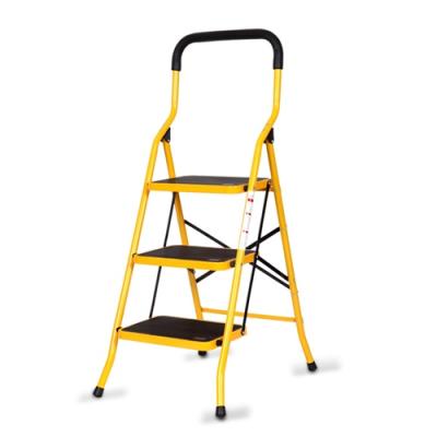 China Folding Ladders 3 Step Safety Steel Step Ladders With Handrail for sale