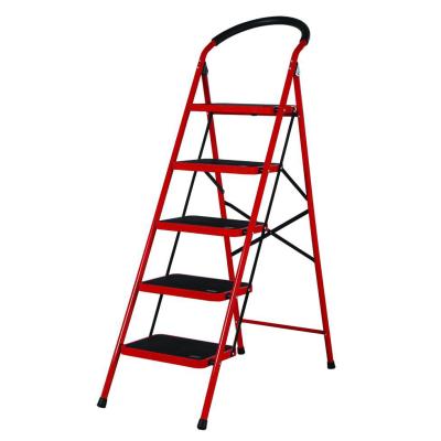 China Super Wide Folding Ladders 5 Step Movable Platform Steel Ladders for sale