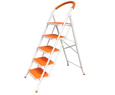 China Steel Folding Ladders 4 Steps Iron Household Safety Ladder With Handrail for sale