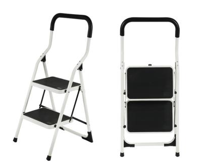 China Adjustable Wide Two Step Universal Steel Folding Ladders Household Ladders for sale