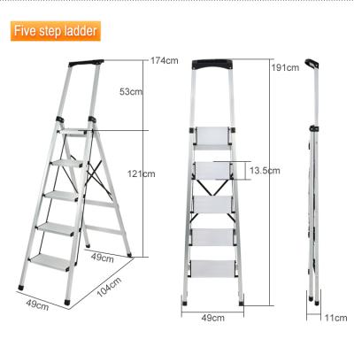 China Collapsible Ladders 5 Steps Attic Foldable Ladder Aluminum Folding , Movable Step Ladder Household for sale