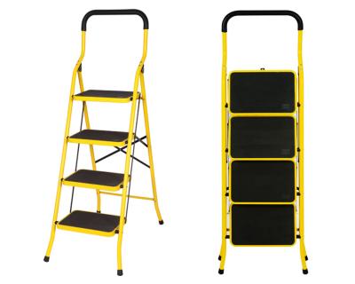 China Folding Ladders 4 Steps Movable Wide Step Metal Stools Safety Step Ladders With Handrail for sale