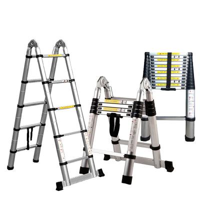 China Folding Ladders 3.8m 13 Steps Folding Aluminum Telescopic Step Ladder, Attic Telescopic Extension Ladder for sale