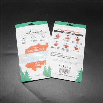 China Recyclable custom logo package ziplock paper plastic bag packaging mask bags for sale