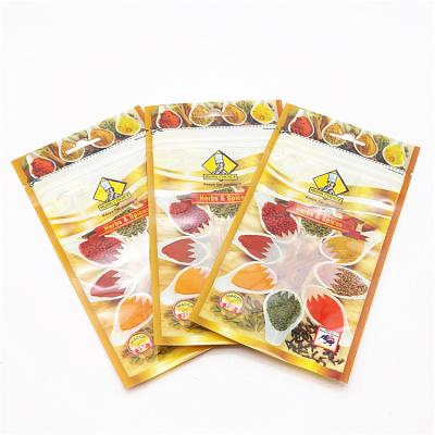 China Custom Printed Plastic Food Stand Up Pouch Powder Zip Lock Bags With Logo Spice Packaging for sale