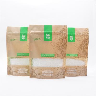 China Brown Moisture Proof Bag With Window Plastic Kraft Paper Bag With Zipper Paper Food Packaging Custom Zip Lock Bags for sale