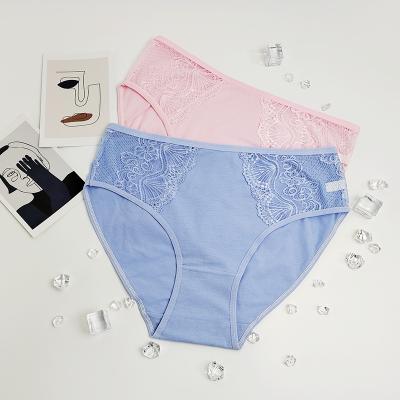 China High-End Women's Lace Satin Cotton Translucent Mid-Waist Panties Women's Breathable Panties for sale