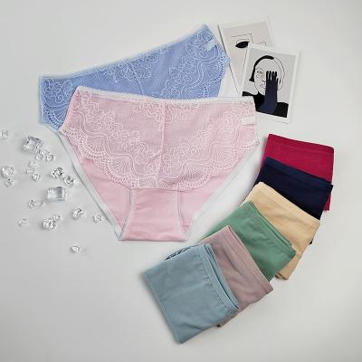 China High Quality Women's Semi-Sheer Cotton Ladies Underwear Panties 95% Breathable Panties Mid Waist for sale