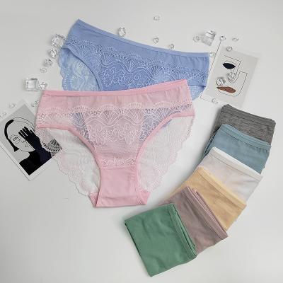 China Sexy Breathable Cotton Crotch Panties Lace Up Women's Belly Panties for sale