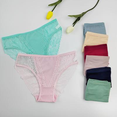 China Breathable Hot Selling Comfortable Sexy Lingerie Pure Cotton Lace Briefs For Girls for sale