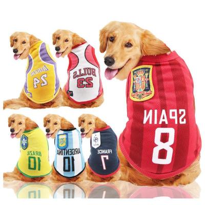 China Viable T-shirt Dog Clothes For Small Large Dogs Summer Basketball Football Tank Top French Bulldog Print Vest Dog Clothes By Cotton for sale