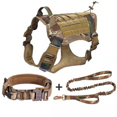 China Custom Amazon Pet Harness Collar K9 Large Police Dog Military Training Harness Nylon Tactical Harness and Leash Set for sale