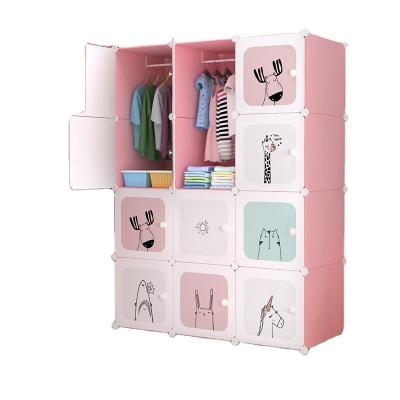 China Foldable Designs Foldable Cartoon Children's Wardrobe Storage Baby Wardrobe Baby Wardrobe Kids Plastic Diy Wardrobe for sale