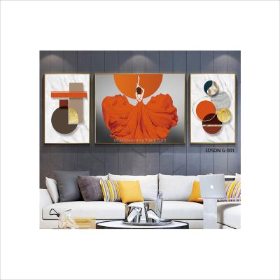 China Living Room Decoration Painting Wall Art Modern Light Luxury Light Luxury Triptych for sale