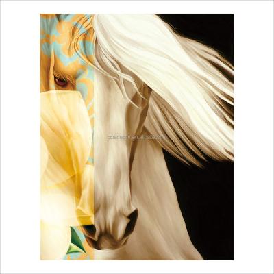 China Custom White Horse Portrait Art Decor Abstractions Animal Wall Poster Print on Canvas for Home Deco for sale