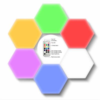 China Modern High Quality Creative Hexagon Sensor RGB LED Touch Light Remote Control Splicable Night Light for sale