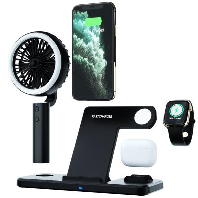 China High Speed ​​Multifunctional 4 in 1 Foldable Wireless Charger LED Light Fast Charging Stand 15W with Fan for Iphone for Airpods for Iwatch for sale