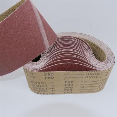 China Deerfos Wood/Metal/Iron/Plastic Nonwoven Abrasive Belts 1X42 2X72 Belt P80 Gxk51 Sanding Cloth Sanding Belt for sale