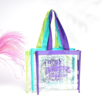 China Eco - Friendly Fashion Custom Logo Waterproof Colorful Pvc Clear Handbags For Shopping for sale