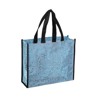 China Eco - Friendly Reusable Laser Lamination Non Woven Metallic Sewn Shopping Film Lamination Tote Bag for sale