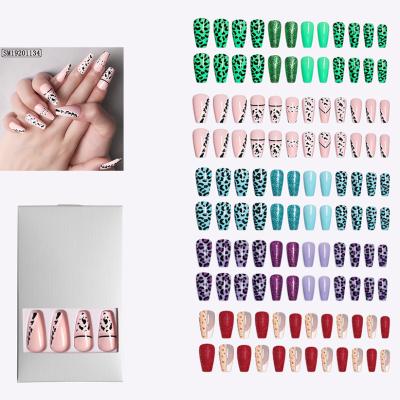 China Fashion Full Cover Fashion Detachable Long Coffin Designed False Nail Art Luxury Press On Nails Artificial Glitter Fake Nails for sale