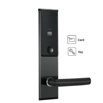 China T57 Wooden Card Door High Security With RF Card Hotel Door Handle Lock for sale