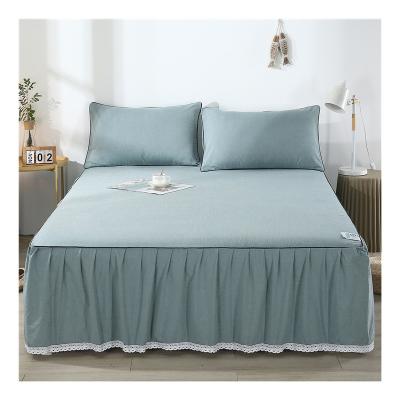 China Wholesale Quality Washable Bedding All Season Queen Washed Cotton Bed Skirt For Beds for sale