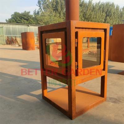 China Modern corten steel outdoor freestanding wood burning fireplace wood burning stoves modern for sale