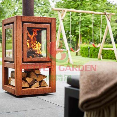 China Modern corten steel outdoor wood burning fireplace stoves garden wood burning fireplace for sale