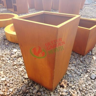 China Flower garden corten steel square modern metal fashion flower planter pot for sale