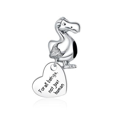 China BAMOER Cute 925 Sterling Silver Dodo With Heart Pendant Animal Charm For DIY Bracelet Original Jewelry New SCC1578 for sale