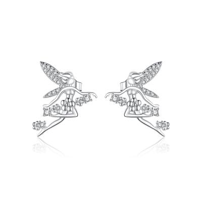 China BAMOER TRENDY Stud Earrings For Women Authentic 925 Sterling Silver Elf Fairy Flower BSE341 Fashion The New Ear Studs for sale