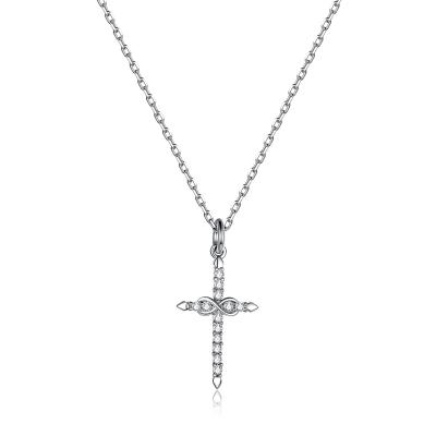 China BAMOER CLASSIC 925 Sterling Silver Luxury Infinite Cross of Love Chain Necklace for Women Jewelry Girl Gifts BSN184 for sale