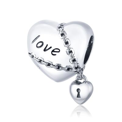 China Fashionable BAMOER 925 Sterling Silver Love Lock Metal Charm For Bracelet Women Original Jewelry Making SCC1553 for sale