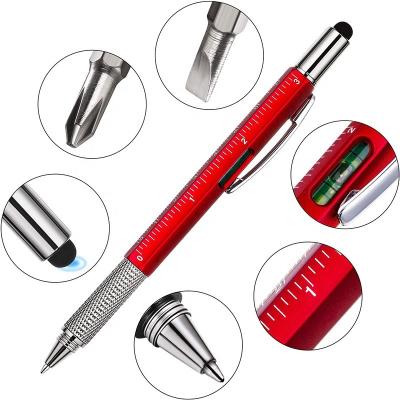 China Promotional Pen Creative Gift Pen Tool 6 in 1 Multitool Tech Tool Pen with Ruler Screwderivers Level Indicator for sale