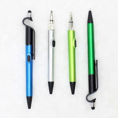 China Promotional Pen 6 in 1 Multi Function Ball Pen with Touch Screen Phone Holder Led Light Screwdriver Writing for sale