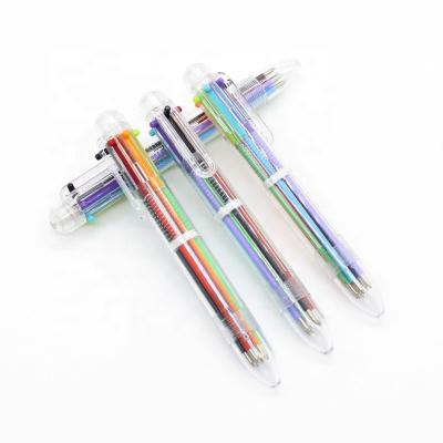 China office & School Pen 6 in 1 Promotional 6 Color Ball Pen Transparent Body Pen Multicolor Logo Pen for sale