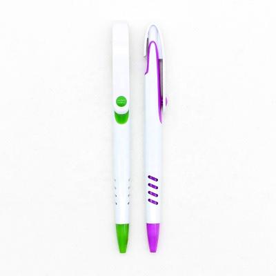 China Custom Logo Promotional Pen Plastic Pens White Ballpoint Pen for sale