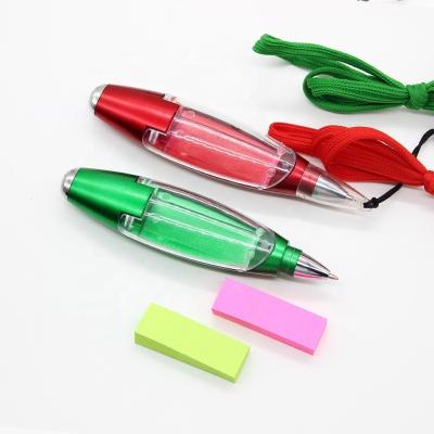 China Balpoint Fashionable Pen Portable Sticky Note Led Luminous Pencil With Lanyard for sale