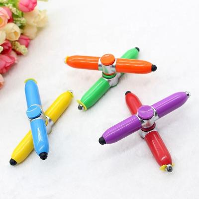 China Balpoint fashionable pen fidget spinner ball pen plastic rotating stylus led light pencil for sale