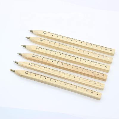 China Promotional Square Wooden Ruler Pen 18cm Shape Eco-Friendly Wooden Ball Pen for sale