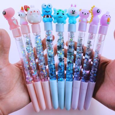 China Cartoon High Value Normal Fairy Creative Black Quicksand Pen Water Stationery Neutral Pen for sale