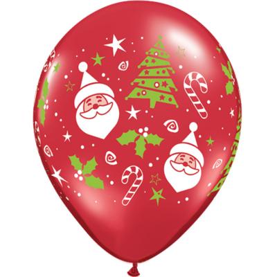 China 12 Inch Thickened Christmas Balloon Decoration Festival Decoration Selection New Printed Round Christmas Tree Set Customizable Balloons for sale